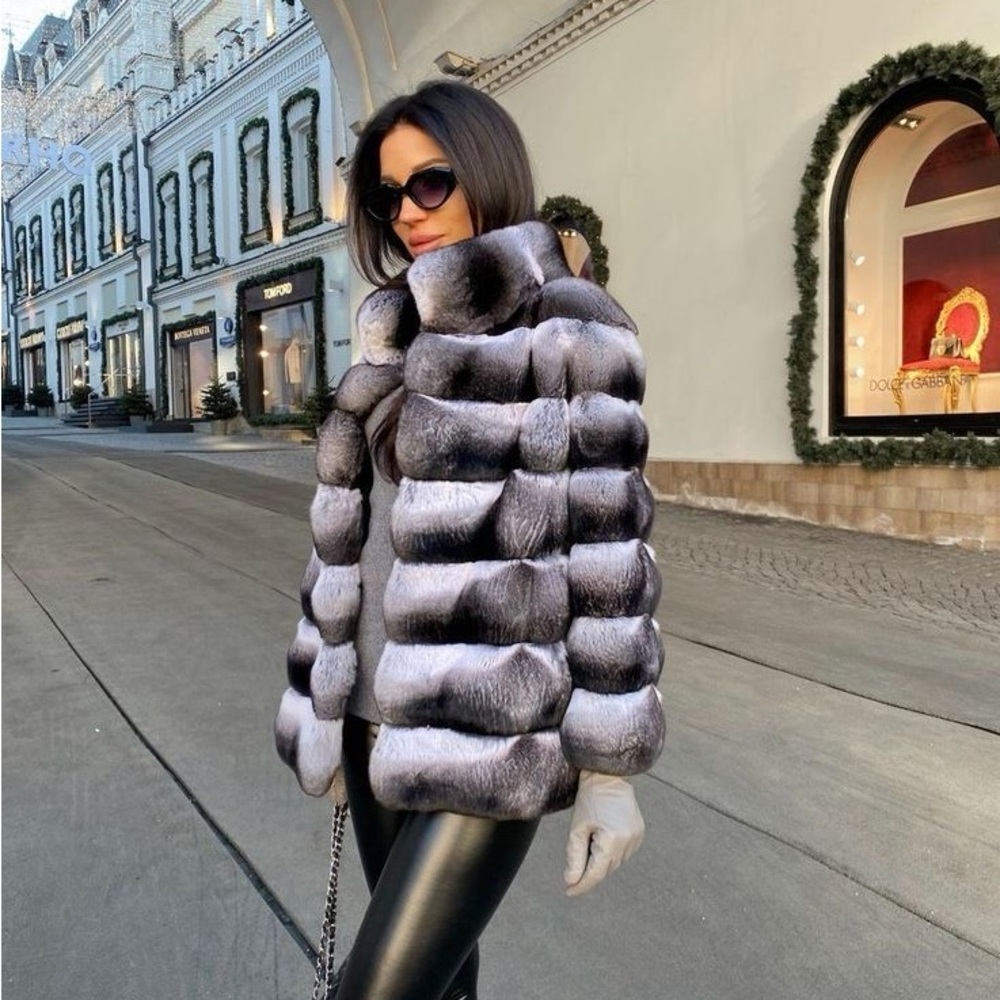 100% real chinchilla jacket